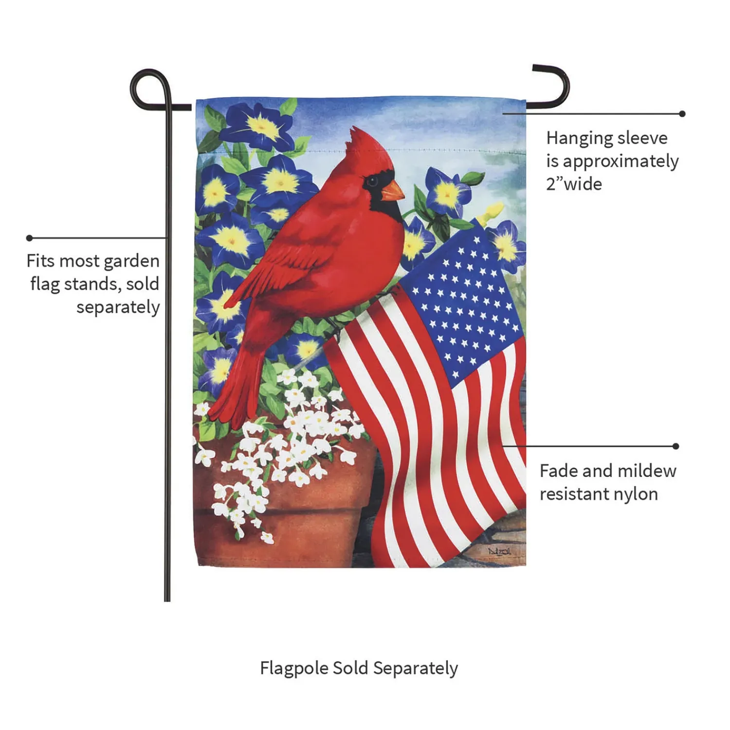 Plow & Hearth Garden Flags>Cardinal Glory Suede Garden Flag