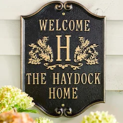 Plow & Hearth Address Signs & Wall Plaques>Cast Aluminum Monogram Welcome Plaque With Monogram