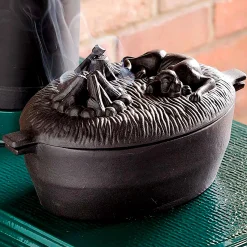 Plow & Hearth Woodstove Steamers>Cast Iron Dog Wood Stove Steamer Black