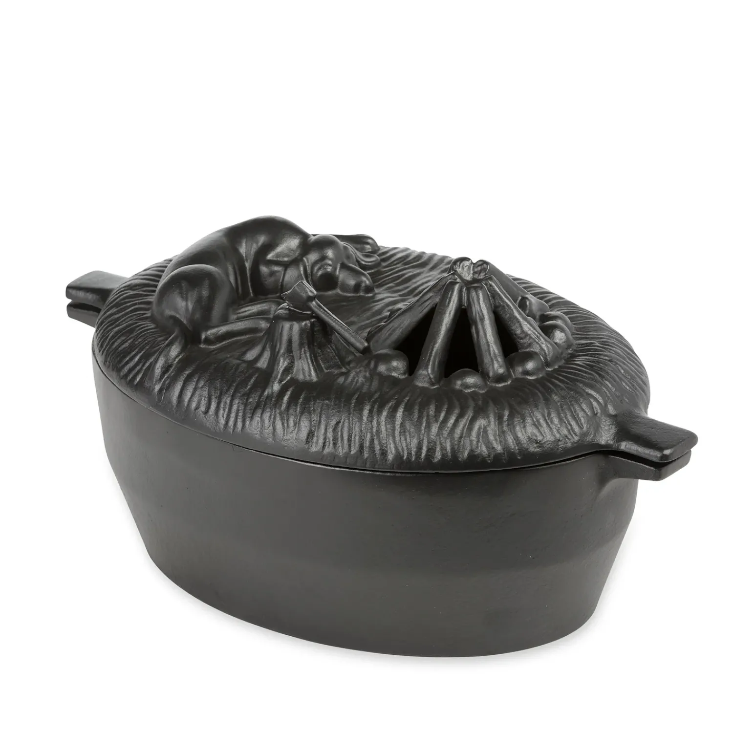 Plow & Hearth Woodstove Steamers>Cast Iron Dog Wood Stove Steamer Black
