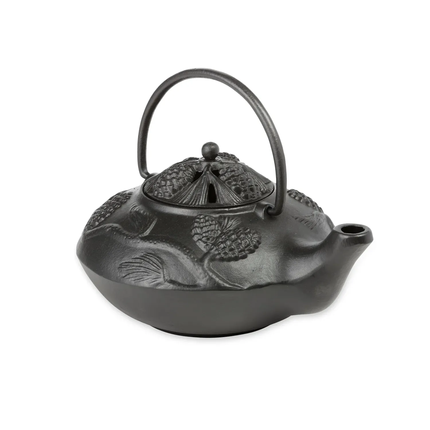 Plow & Hearth Woodstove Steamers>Cast Iron Wood Stove Kettle Steamer with Pine Cone Design Black