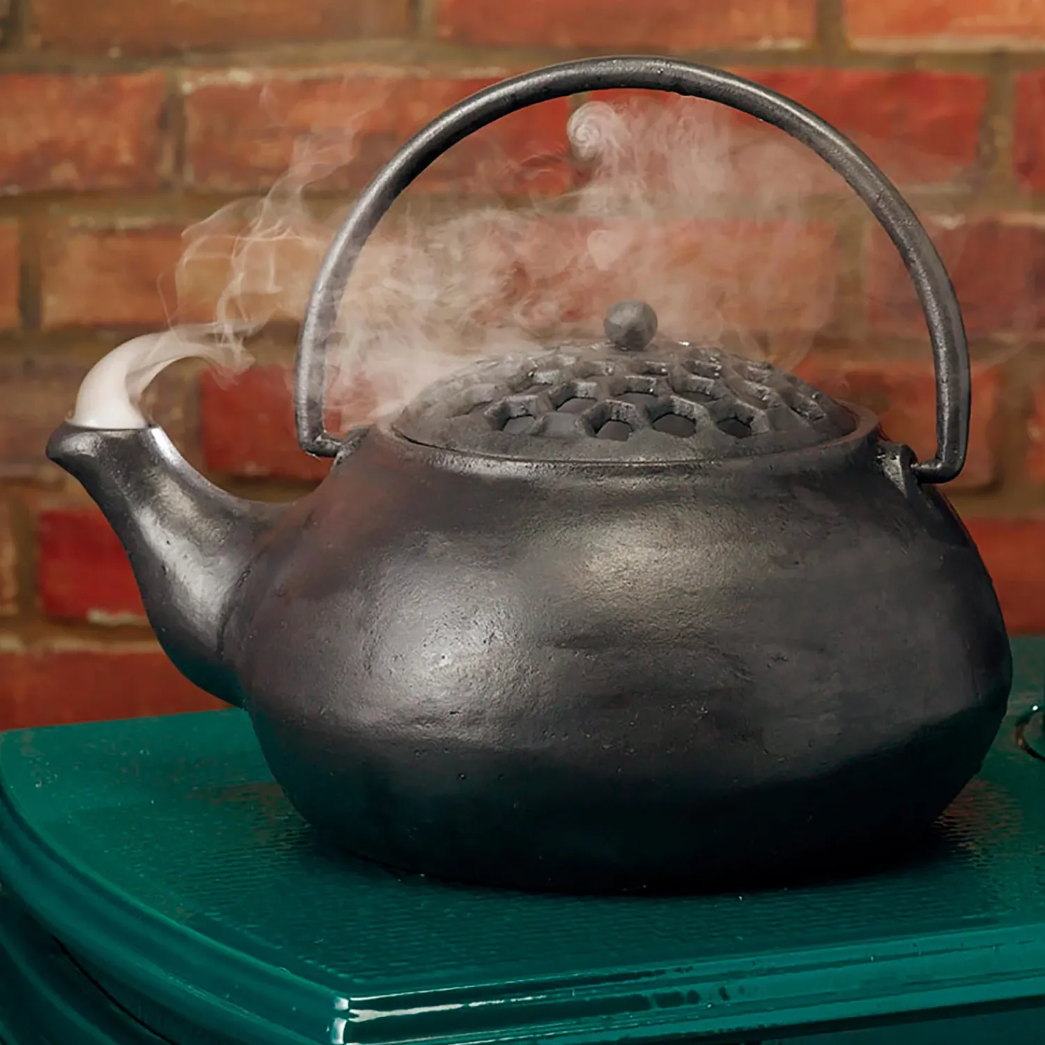 Plow & Hearth Woodstove Steamers>Cast Iron Wood Stove Kettle Steamer with Lattice Design Black