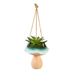 Plow & Hearth Planters & Plant Stands>Ceramic Blue Mushroom Hanging Planter