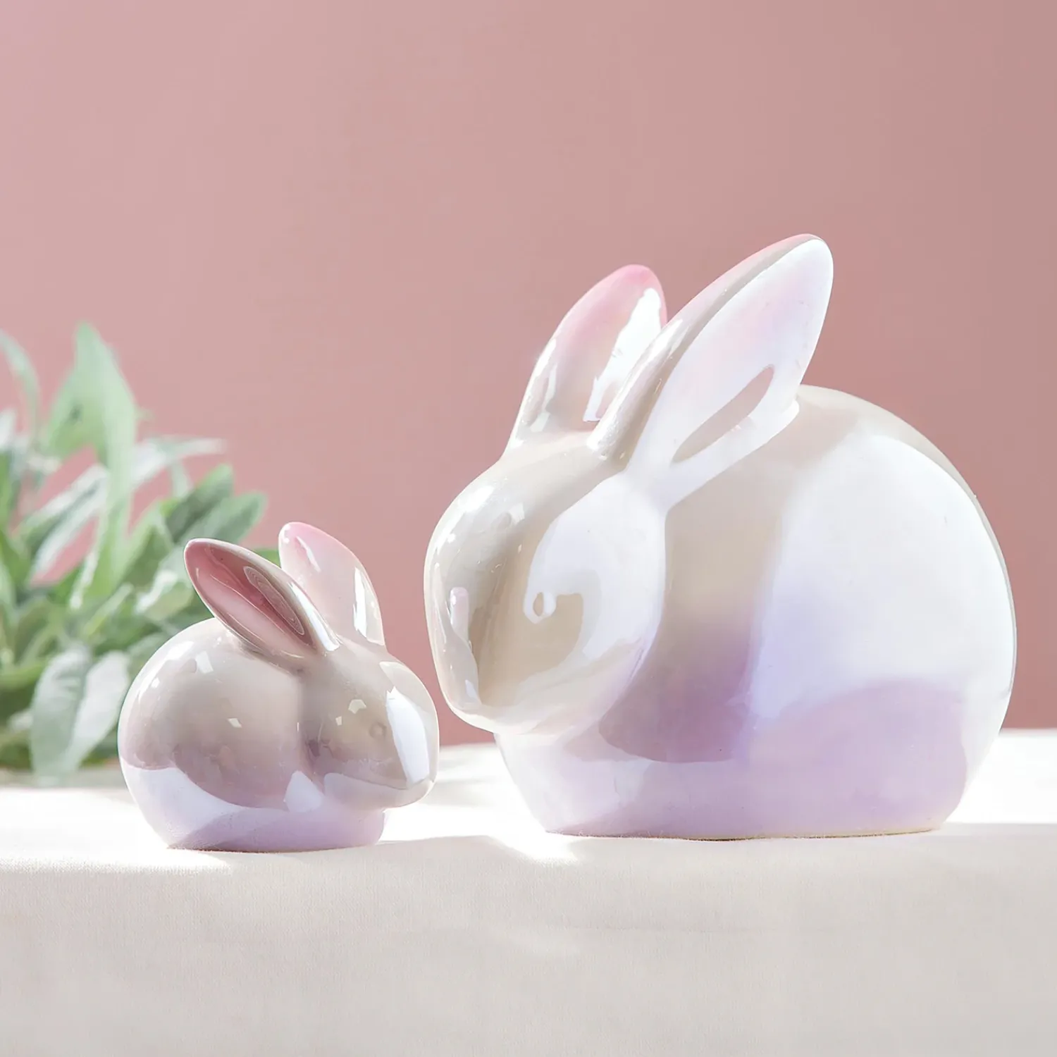 Plow & Hearth Decorative Accents>Ceramic Bunny Table Decor, Set of 2