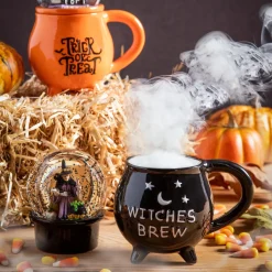 Plow & Hearth Coffee & Tea Cups>Ceramic Cup with Water Globe Topper w/ Gift Box, Witches Brew Multi
