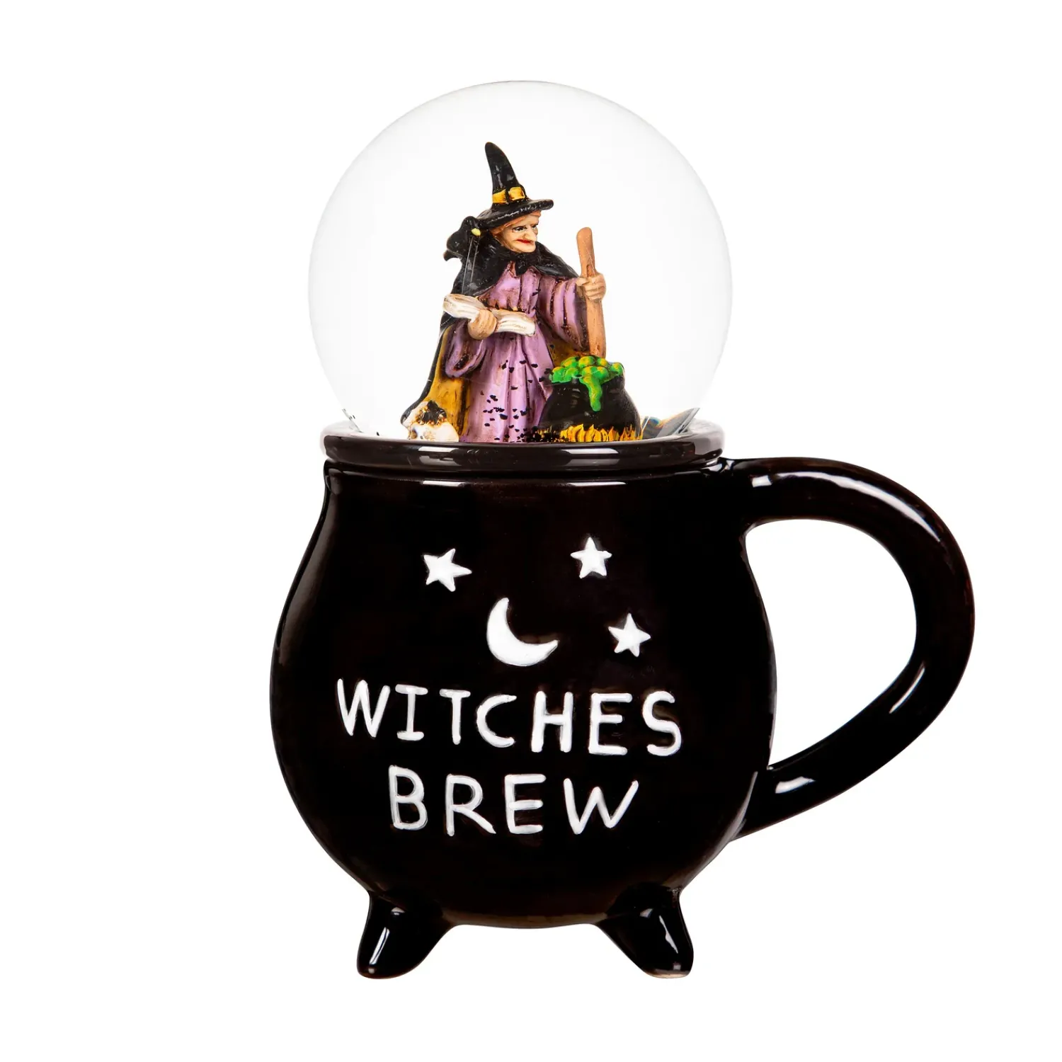 Plow & Hearth Coffee & Tea Cups>Ceramic Cup with Water Globe Topper w/ Gift Box, Witches Brew Multi