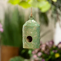 Plow & Hearth Birdhouses>Ceramic Floral Butterfly Bird House