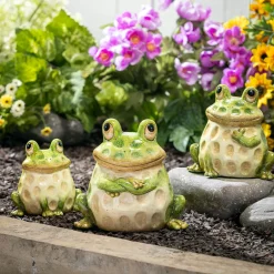Plow & Hearth Garden Statues>Ceramic Frog Family Statue, Set of 3, 7"H