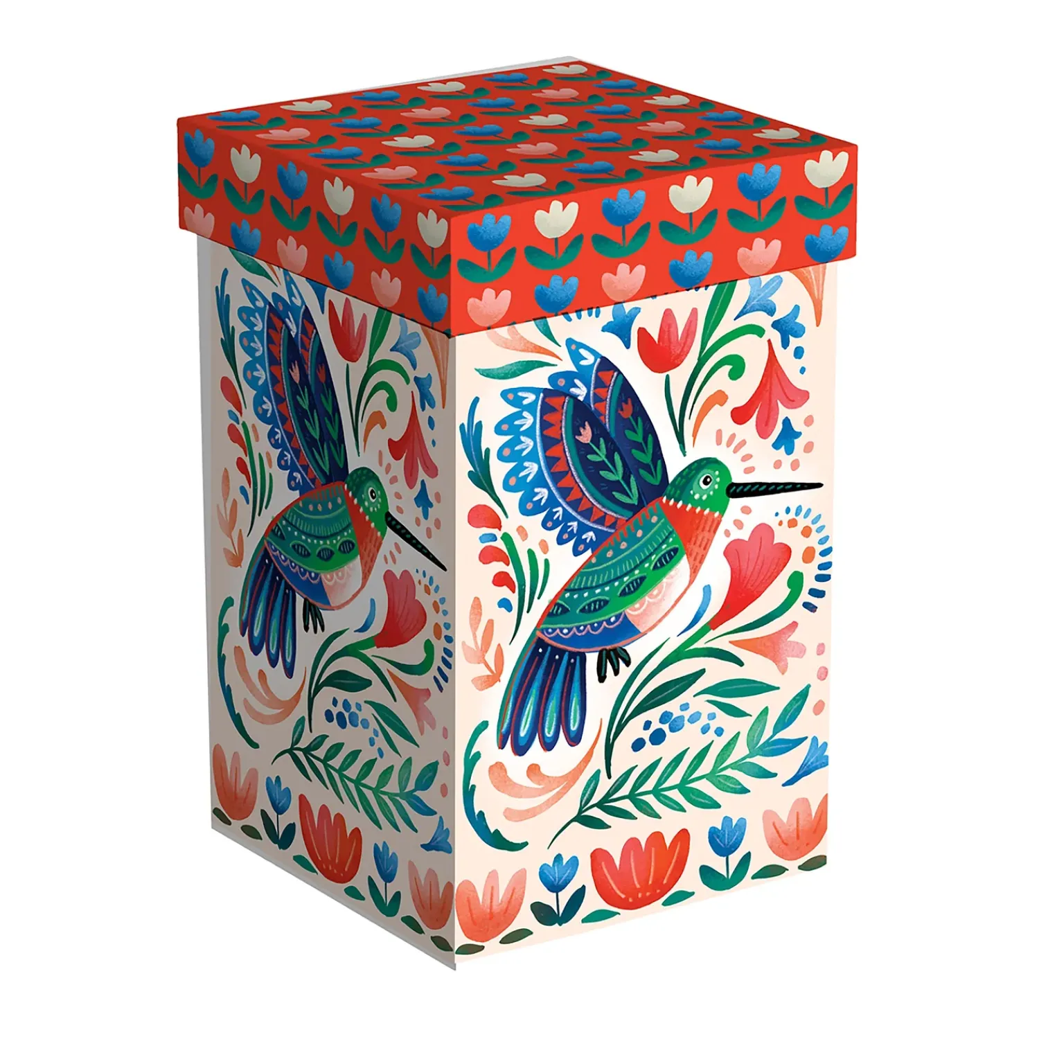Plow & Hearth Travel Cups>Ceramic Perfect Travel Cup, 17 oz., w/ box, Floral Hummingbird