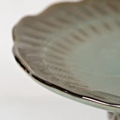 Plow & Hearth Birdbaths>Ceramic Teal Leaf Bird Bath, 18"H