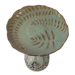 Plow & Hearth Birdbaths>Ceramic Teal Leaf Bird Bath, 18"H