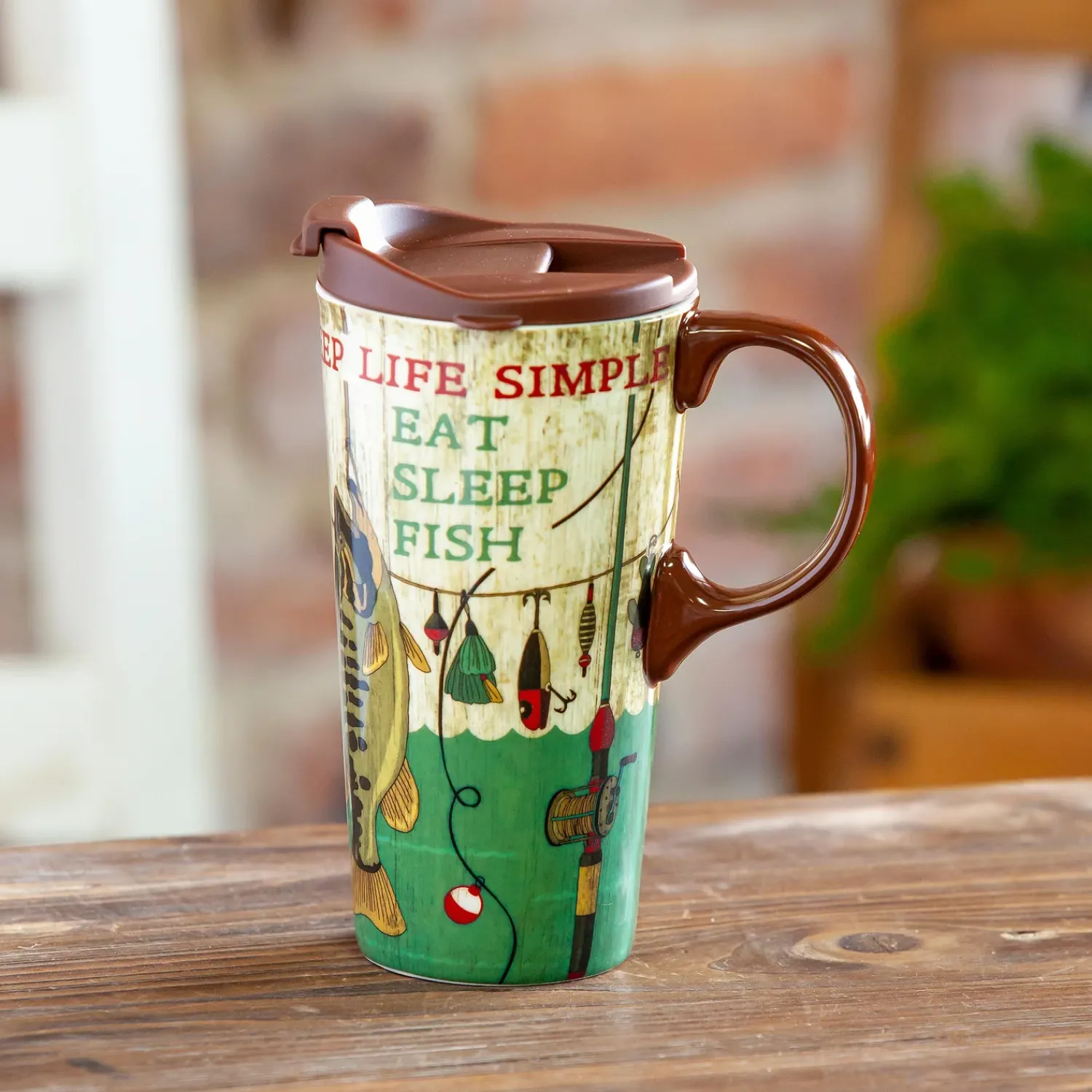 Plow & Hearth Travel Cups>Ceramic Travel Cup, 17 oz., Keep Life Simple