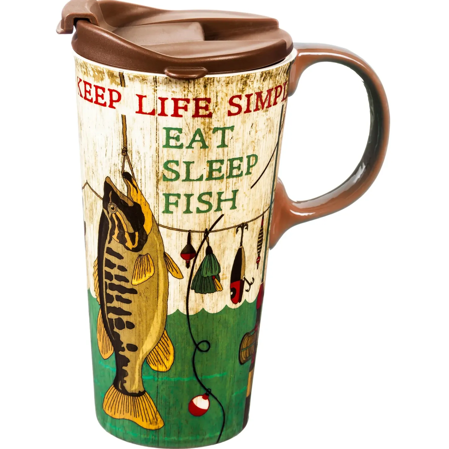 Plow & Hearth Travel Cups>Ceramic Travel Cup, 17 oz., Keep Life Simple