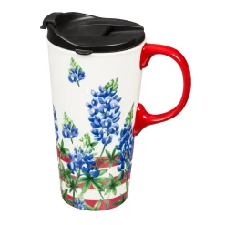 Plow & Hearth Travel Cups>Ceramic Travel Cup, 17 OZ. ,w/box and Tritan Lid, Americana Garden