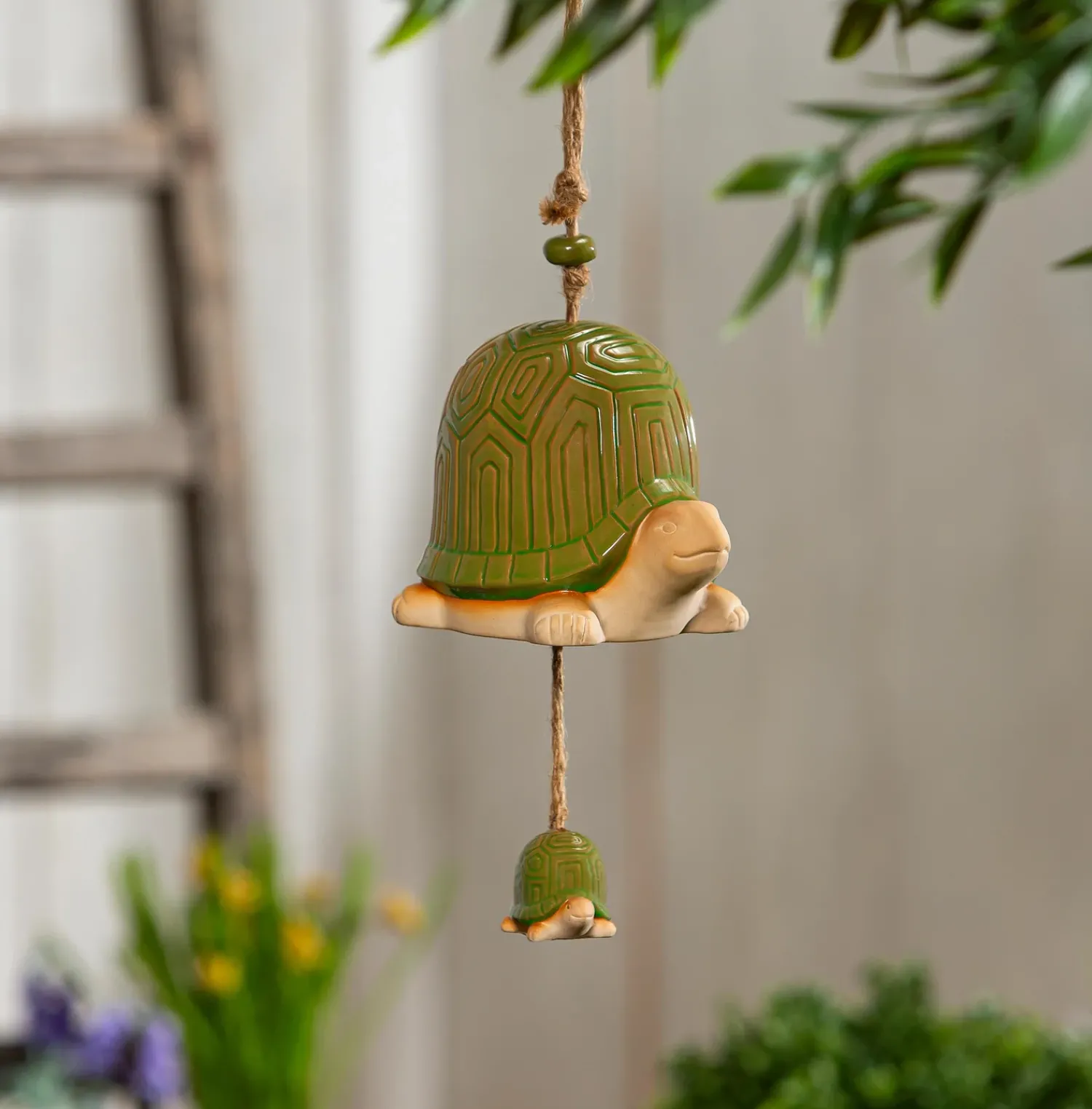 Plow & Hearth Wind Chimes & Mobiles>Ceramic Turtle Mommy and Baby Bell