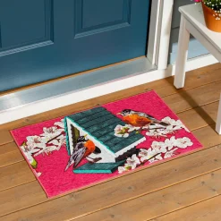 Plow & Hearth Washable Mats>Cherry Blossoms & Friends Washable Indoor/Outdoor Mat