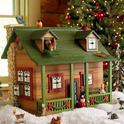 Plow & Hearth Decorative Accents>Christmas Advent Cabin with Woodland Animals and Santa