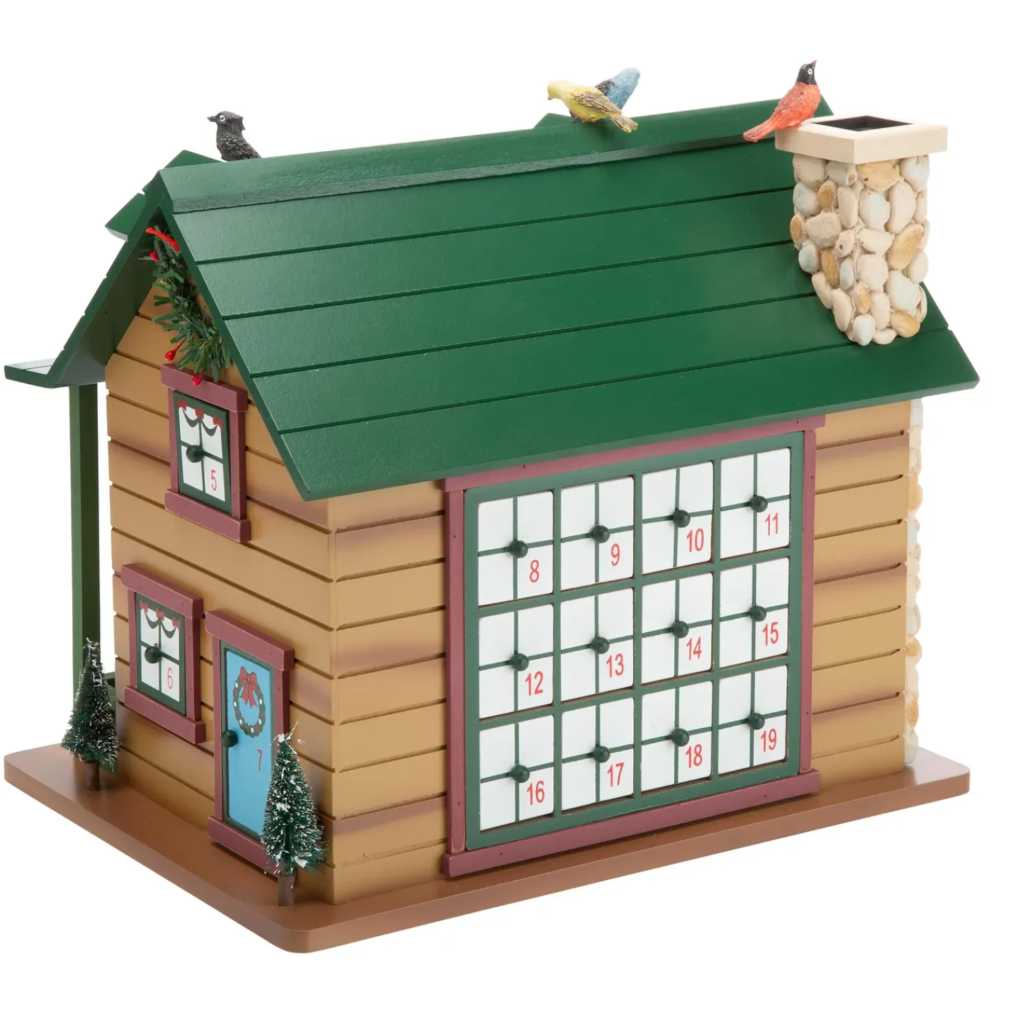 Plow & Hearth Decorative Accents>Christmas Advent Cabin with Woodland Animals and Santa