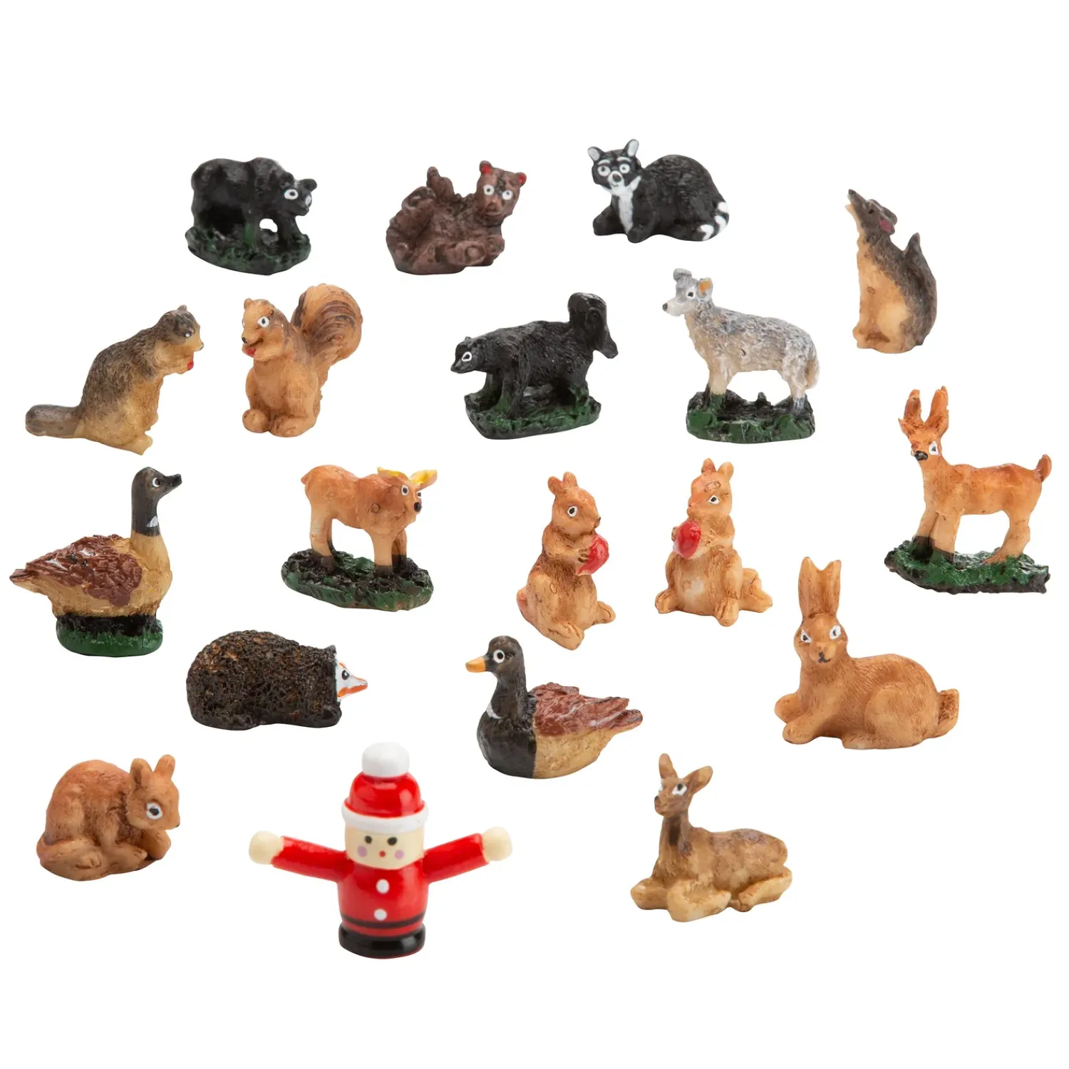 Plow & Hearth Decorative Accents>Christmas Advent Cabin with Woodland Animals and Santa
