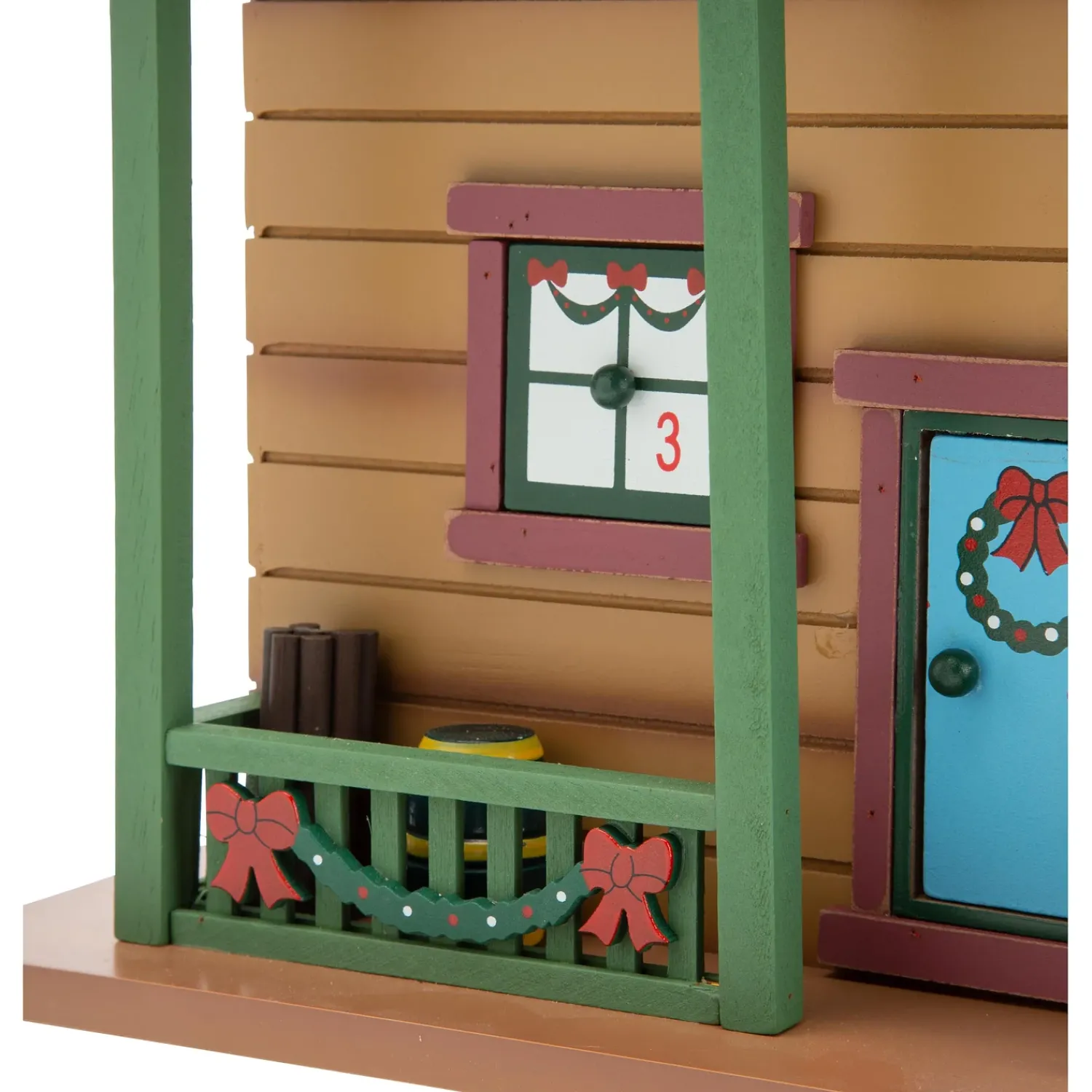 Plow & Hearth Decorative Accents>Christmas Advent Cabin with Woodland Animals and Santa