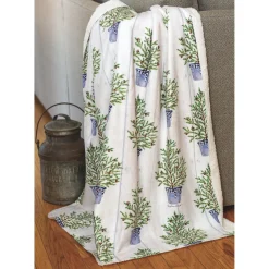 Plow & Hearth Throws & Blankets>Christmas Pine Sherpa Fleece Throw
