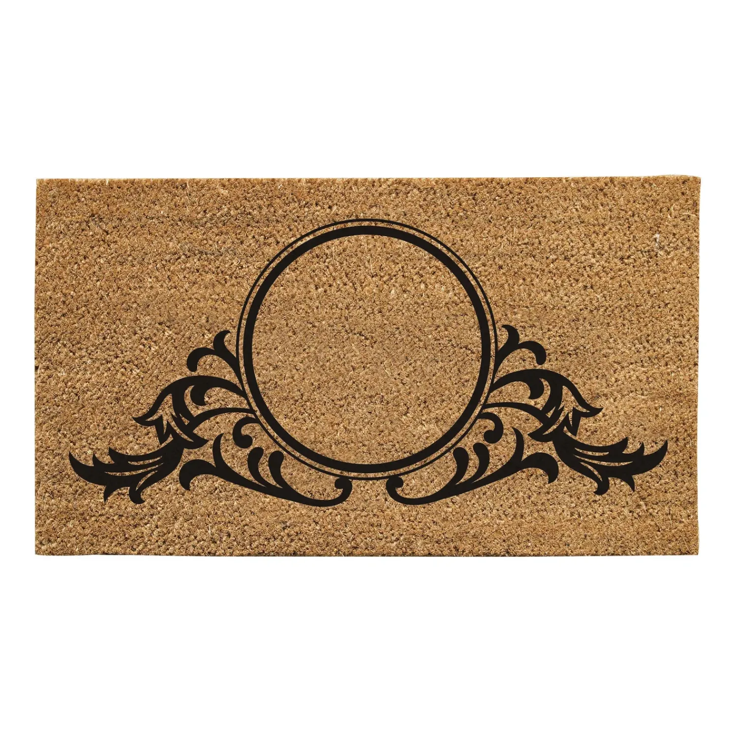 Plow & Hearth Coir Mats>Circle Swirl Monogram Coir Door Mat, 16" x 28"