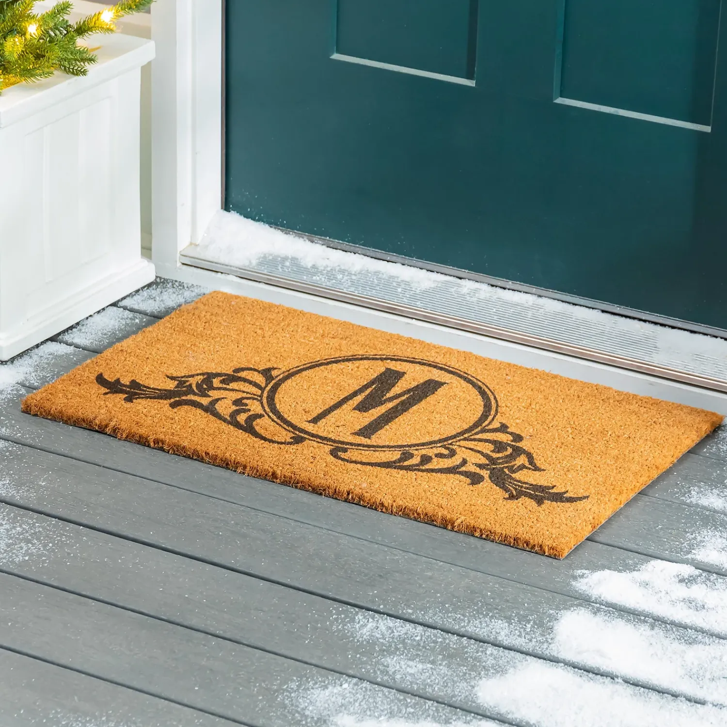 Plow & Hearth Coir Mats>Circle Swirl Monogram Coir Door Mat, 18" x 30"