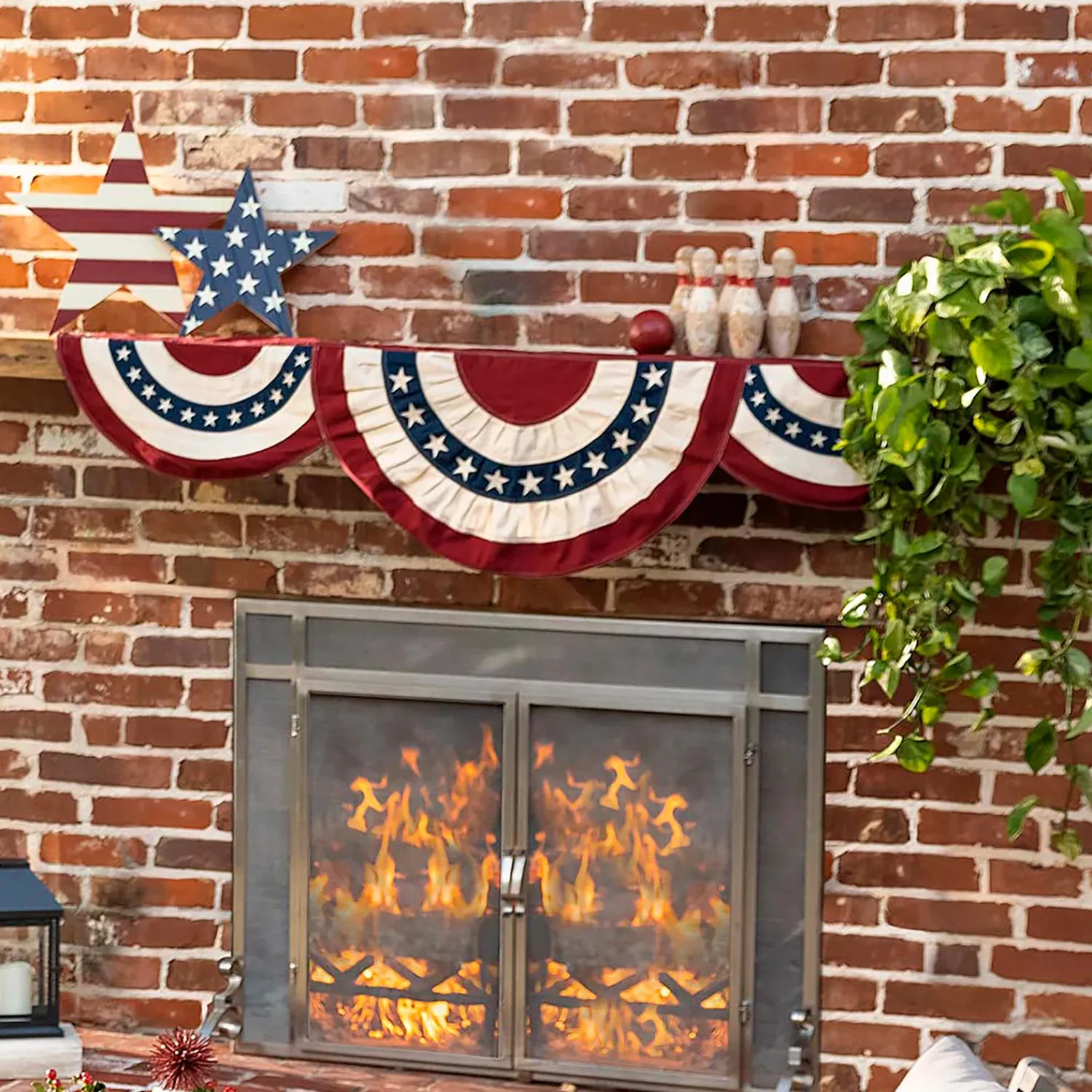 Plow & Hearth Bunting & Banners>Classic American Flag Fireplace Mantel Bunting