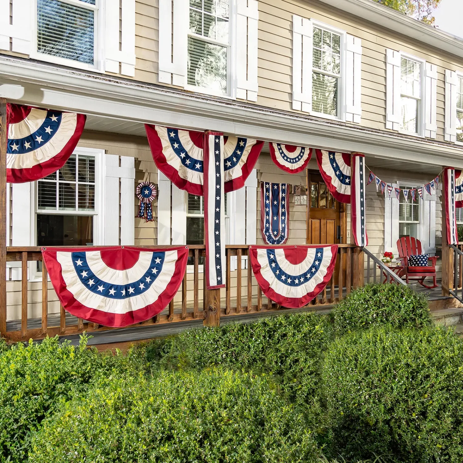 Plow & Hearth Bunting & Banners>Classic Cotton Half Bunting, Set of 2