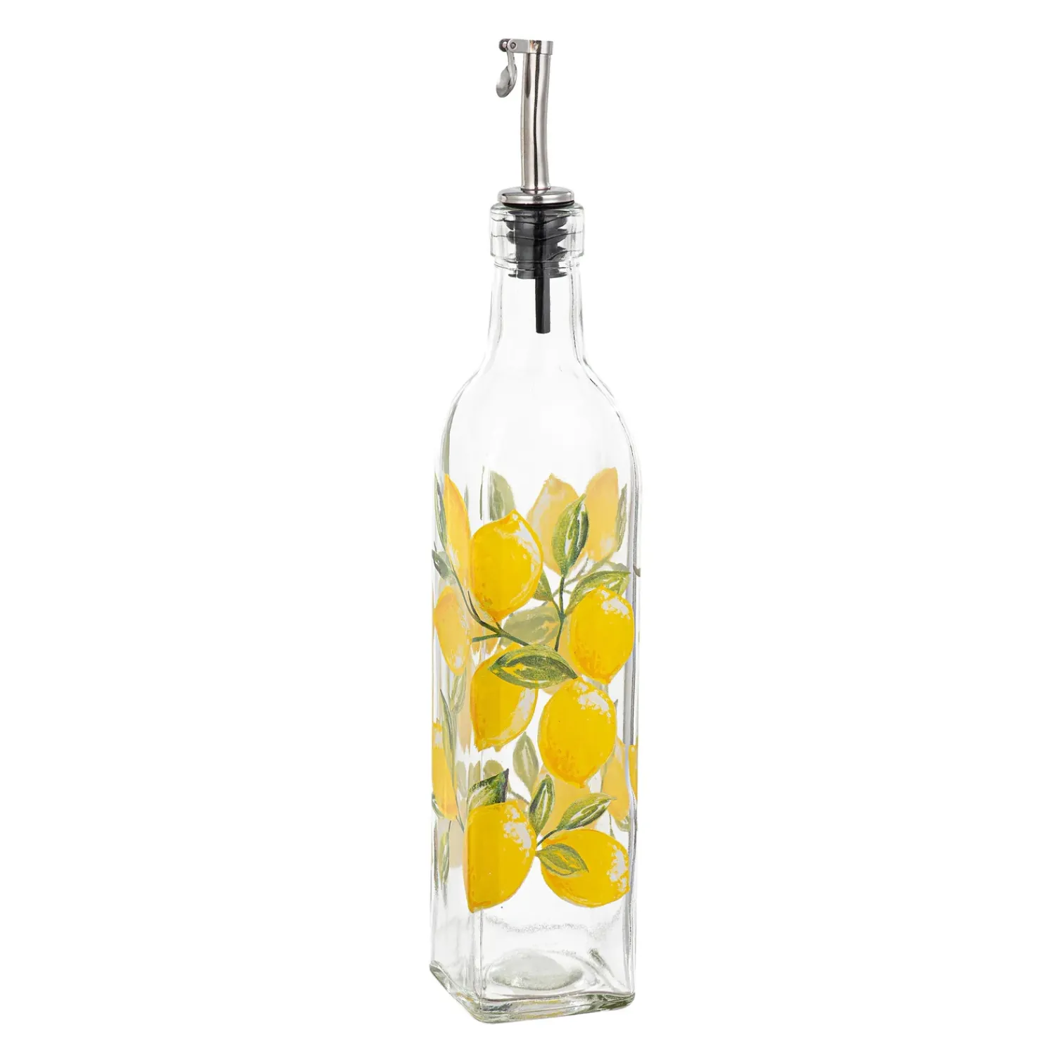 Plow & Hearth Serveware>Coastal Citrus Glass Oil Bottle with Ceramic Dip Dish Set