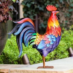 Plow & Hearth Garden Statues>Colorful Metal Rooster Garden Statue