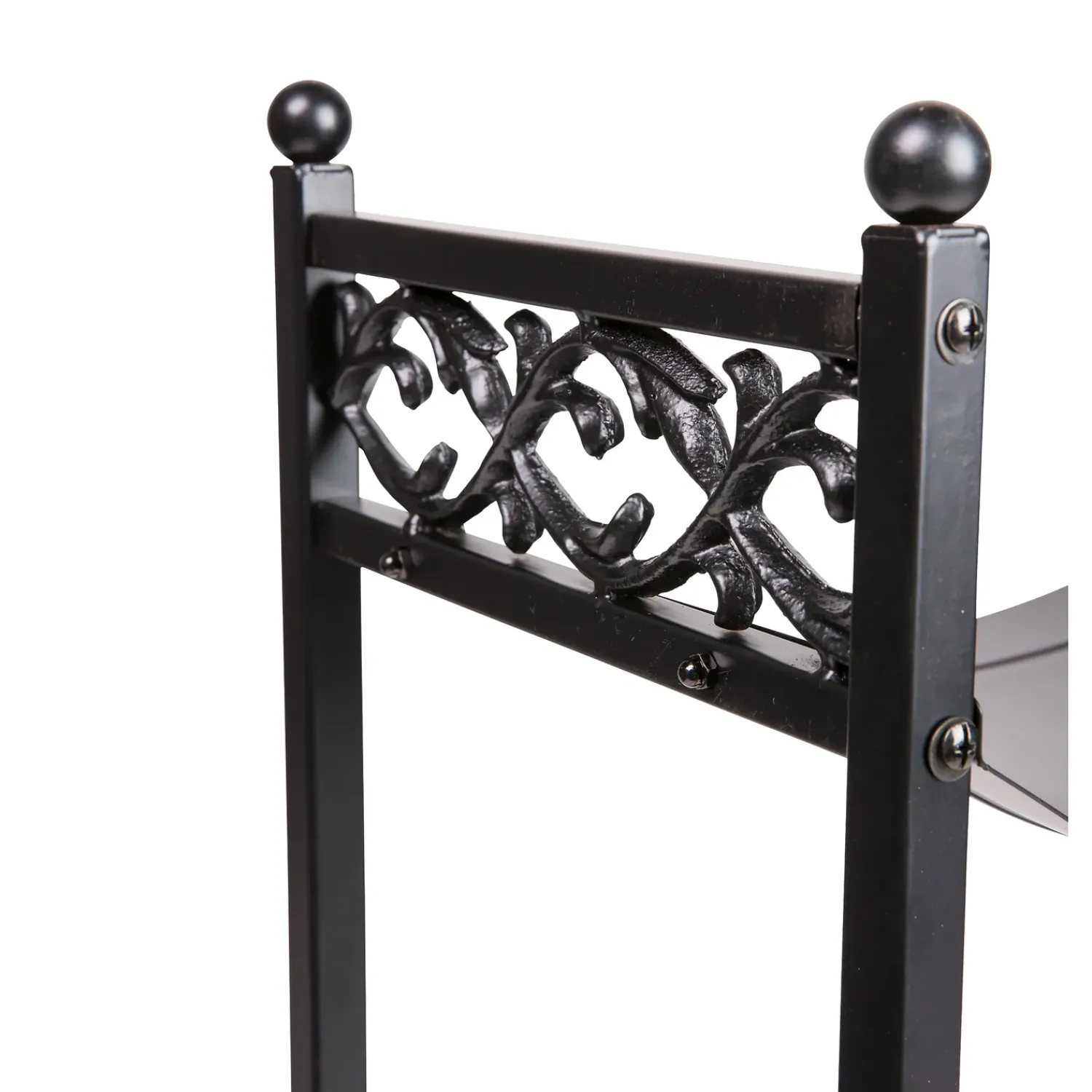 Plow & Hearth Fireplace Tool Sets|Wood Storage & Wood Racks>Compact Log Rack, Cast Iron with Scrollwork Design Black