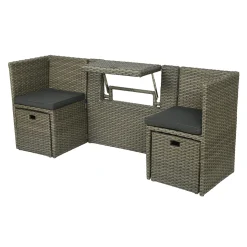 Plow & Hearth Outdoor Seating Sets>Compact Modular Wicker Balcony Seating Set with Multiple Configurations AntiqueBrown