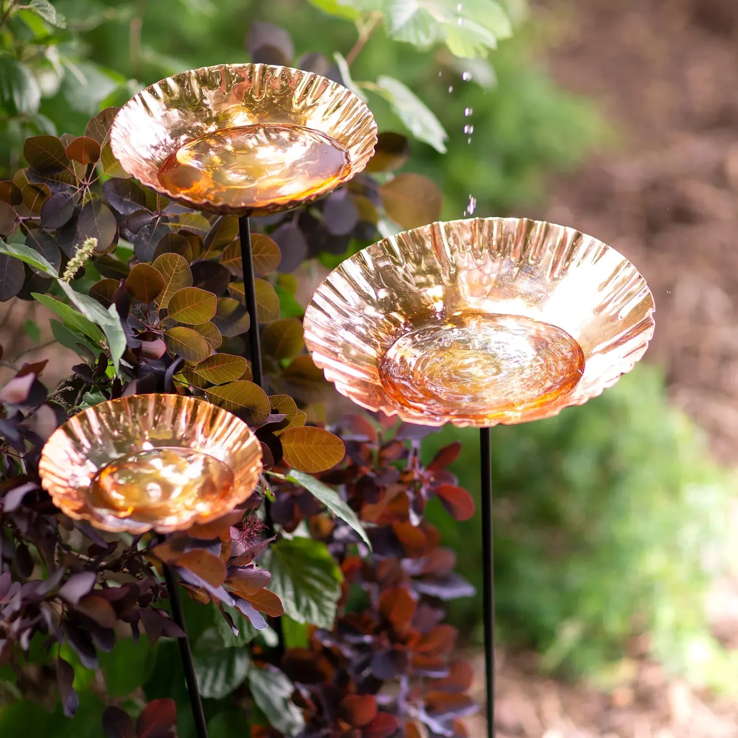 Plow & Hearth Birdbaths>Copper Birdbath Garden Stake, Small 6"Dia.