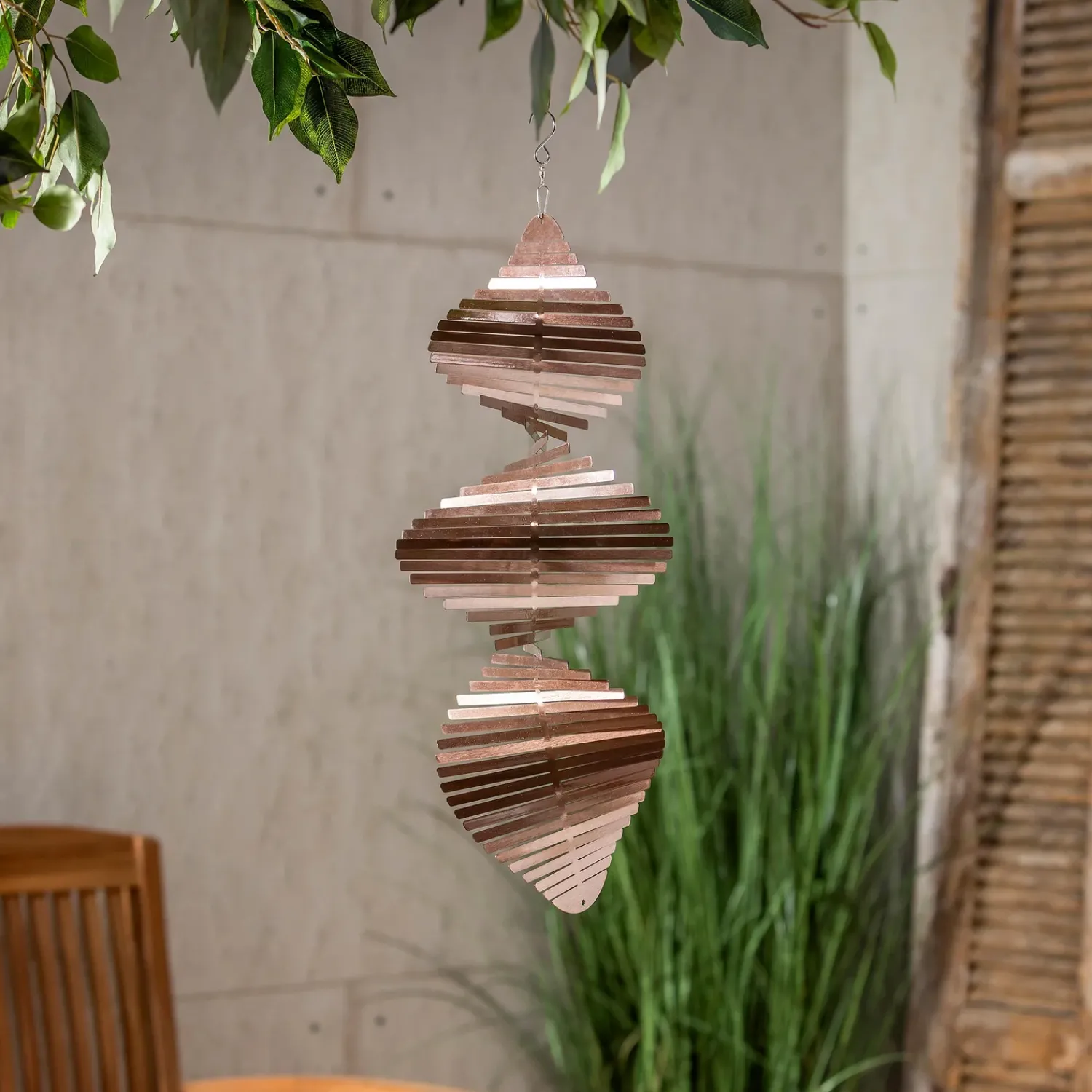 Plow & Hearth Wind Spinners|Wind Chimes & Mobiles>Copper Stainless Steel Illusion Spinner, 20"H