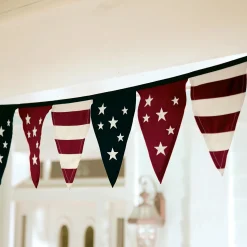 Plow & Hearth Bunting & Banners>Cotton Duck Stars And Stripes Americana Pennant Bunting With Embroidery