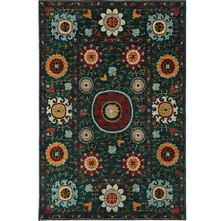 Plow & Hearth Area Rugs>Covington Floral Area Rug, 2'3"x 7'6" Charcoal