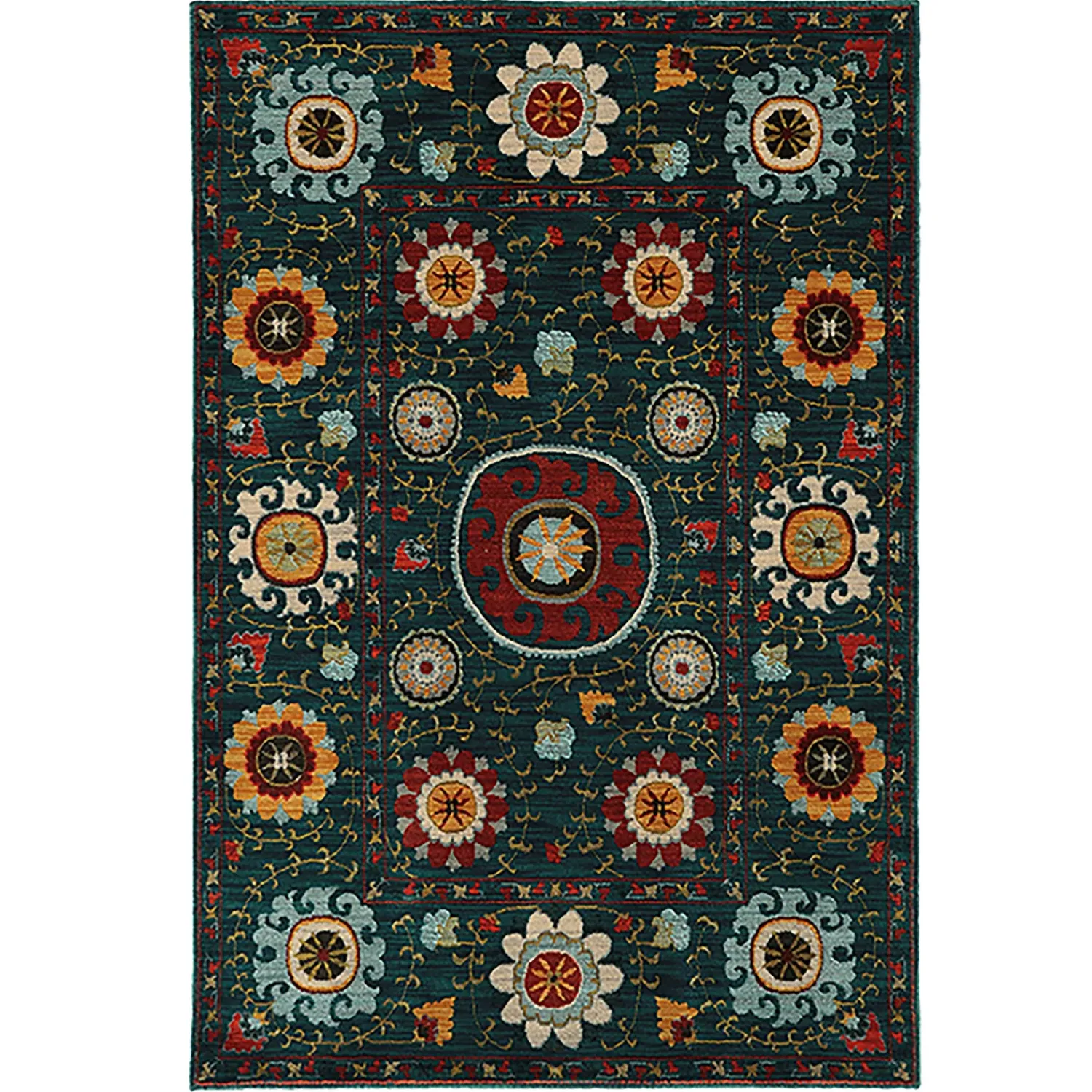 Plow & Hearth Area Rugs>Covington Floral Area Rug, 2'3"x 7'6" Charcoal