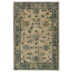 Plow & Hearth Area Rugs>Covington and Blue Antiqued Floral Rug, 9'10" x 12'10" Ivory