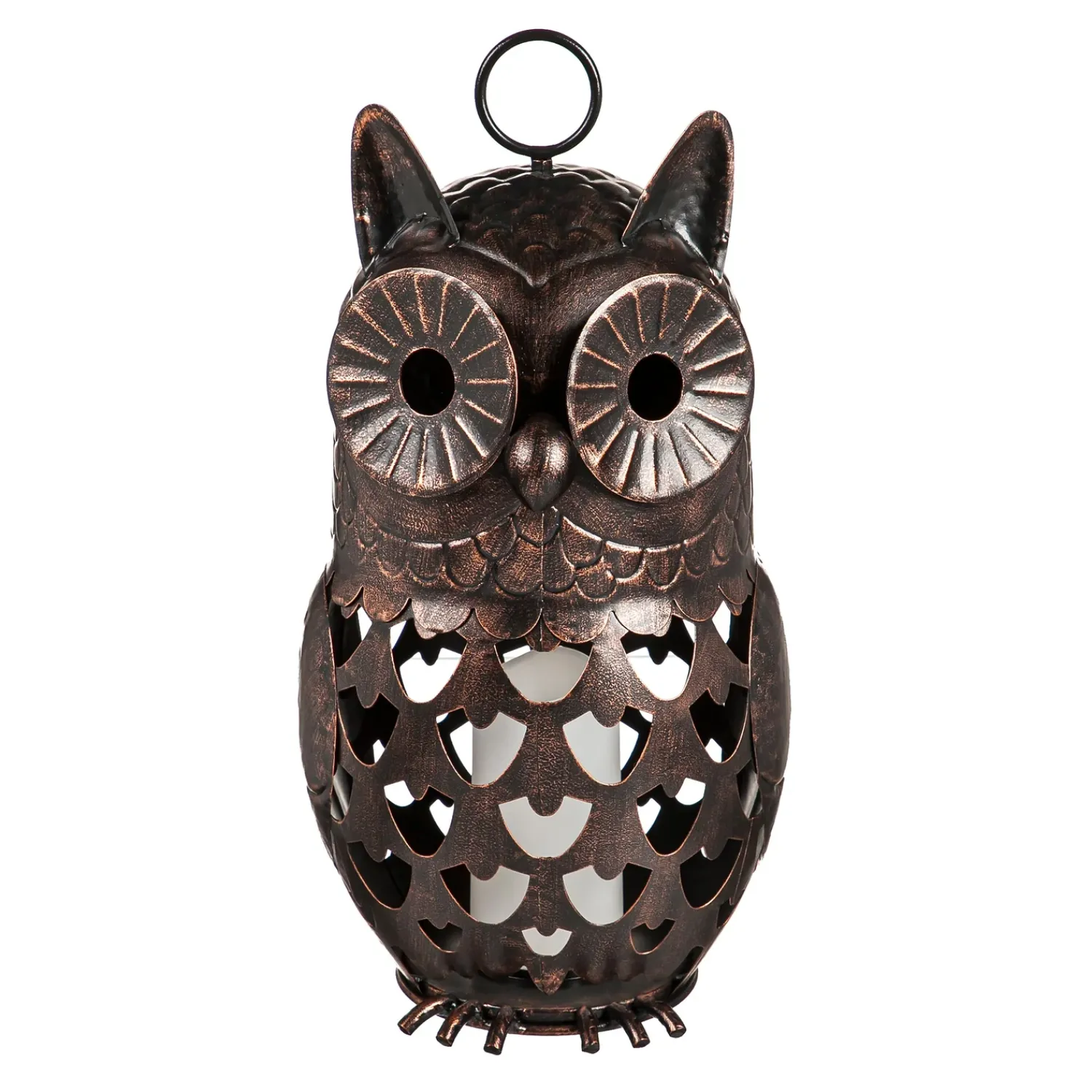 Plow & Hearth Decorative Accents|Lighted Accents>Crafted Metal LED Owl Lantern