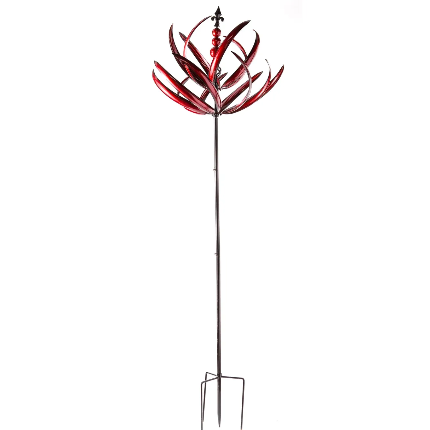 Plow & Hearth Wind Spinners>Crimson Lotus Metal Wind Spinner