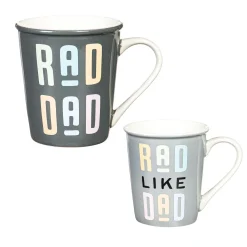 Plow & Hearth Coffee & Tea Cups>Daddy and Me Ceramic Cup Gift Set, 16 oz. and 8 oz., Rad Dad / Rad Like Dad