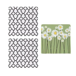 Plow & Hearth Kitchen Linens>Daisy Scape Quick Dry Dish Cloth, Set of 3, 10" x 10"