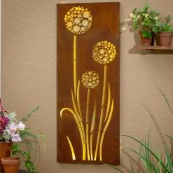 Plow & Hearth Wall Art>Dandelions LED Laser Cut Metal Wall Décor, 15" L x 40" H