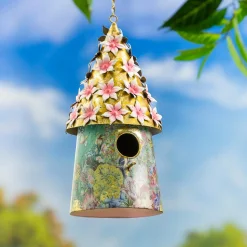 Plow & Hearth Decorative Accents>Decorative Floral Roof Hanging Birdhouse