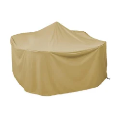 Plow & Hearth Outdoor Clean Up|Outdoor Dining Sets>Deluxe Extra Large Round Table and Chairs Cover Tan