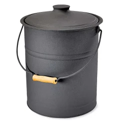 Plow & Hearth Fireplace Maintenance>Deluxe Galvanized Ash Bucket with Handle, Lid and Double-Layer Bottom CharcoalBlack