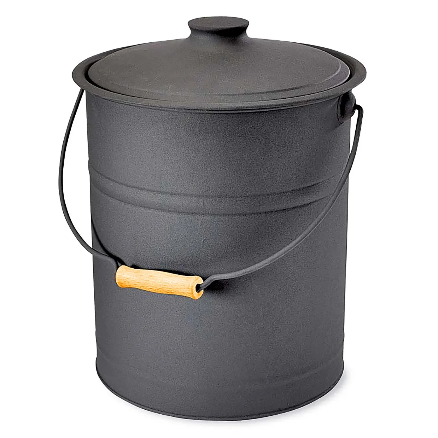 Plow & Hearth Fireplace Maintenance>Deluxe Galvanized Ash Bucket with Handle, Lid and Double-Layer Bottom CharcoalBlack