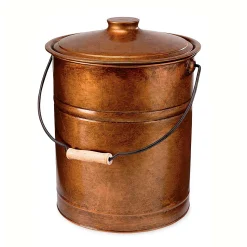 Plow & Hearth Fireplace Maintenance>Deluxe Galvanized Ash Bucket with Handle, Lid and Double-Layer Bottom Copper