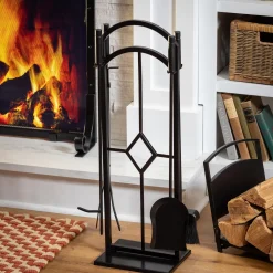 Plow & Hearth Wood Handling Tools|Wood Storage & Wood Racks>Diamond 5 Piece Fireplace Toolset
